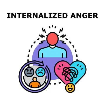 Internalizing anger causing emotional turmoil and mental overload Stock Illustration