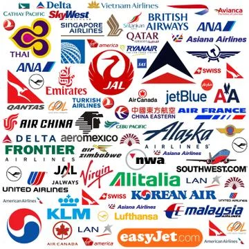 International Airline Logo Compilation Stock Illustration