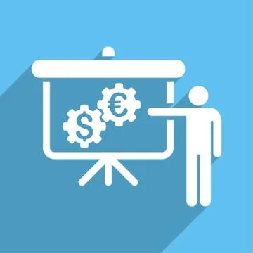 International Banking Project Long Shadow Square Icon 스톡 일러스트