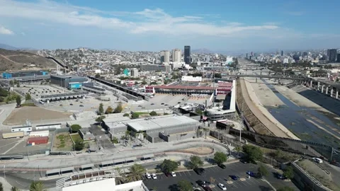 International Border Checkpoint Operations Seen From Drone Stock Footage 327568619