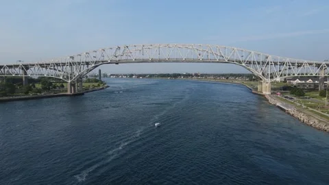 International border crossing between US and Canada - Blue Water Bridge, Stock Footage 259169962