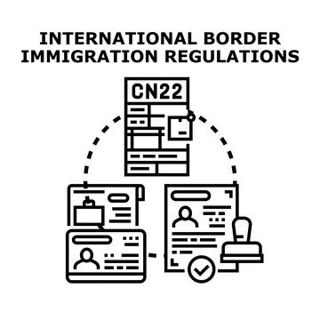 International border immigration regulations documentation concept Stock Illustration