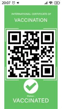 International certificate of vaccination with QR code, illustration Stock Illustration