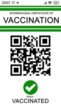 International certificate of vaccination with QR code, illustration Stock Illustration