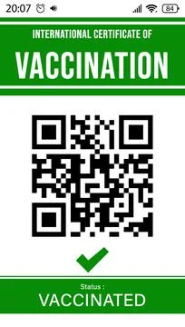 International certificate of vaccination with QR code, illustration イラスト素材