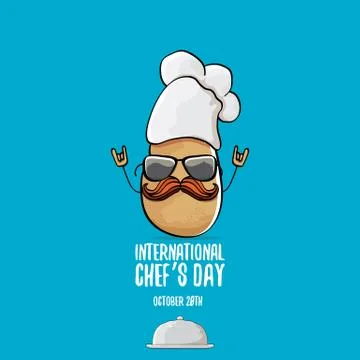 International chef day vector greeting card. vector funny cartoon tiny brown Illustrazione stock