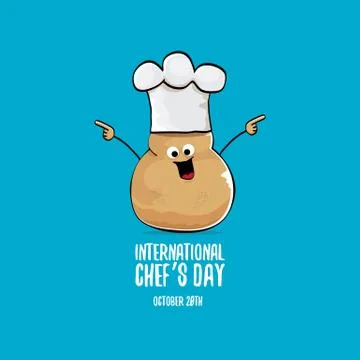 International chef day vector greeting card. vector funny cartoon tiny brown Illustrazione stock