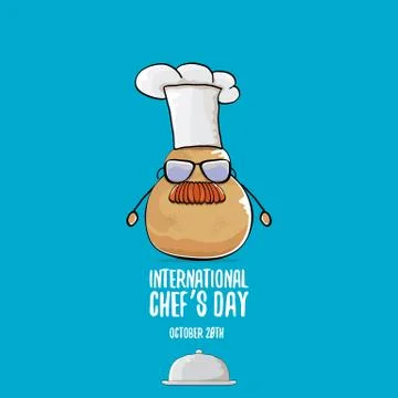 International chef day vector greeting card. vector funny cartoon tiny brown イラスト素材