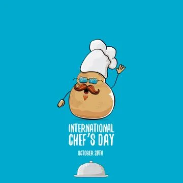 International chef day vector greeting card. vector funny cartoon tiny brown Illustrazione stock