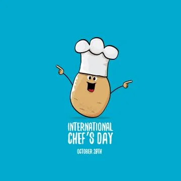 International chef day vector greeting card. vector funny cartoon tiny brown 库存插图