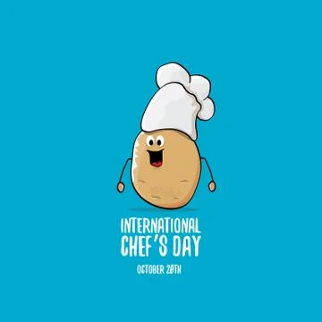 International chef day vector greeting card. vector funny cartoon tiny brown Illustrazione stock