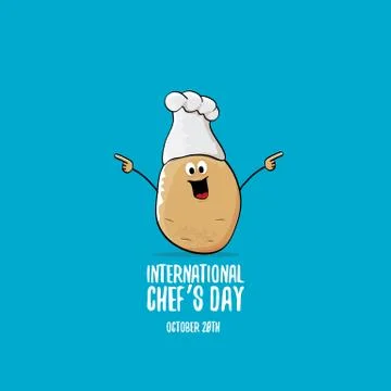 International chef day vector greeting card. vector funny cartoon tiny brown Illustrazione stock
