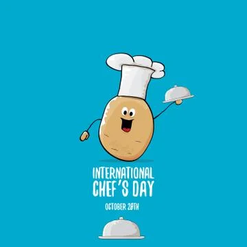 International chef day vector greeting card. vector funny cartoon tiny brown イラスト素材