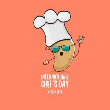 International chef day vector greeting card. vector funny cartoon tiny brown Illustrazione stock