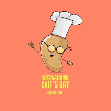International chef day vector greeting card. vector funny cartoon tiny brown 库存插图