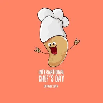 International chef day vector greeting card. vector funny cartoon tiny brown Illustrazione stock