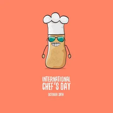 International chef day vector greeting card. vector funny cartoon tiny brown Illustrazione stock