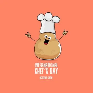 International chef day vector greeting card. vector funny cartoon tiny brown Illustrazione stock