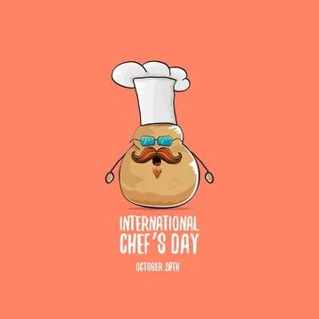 International chef day vector greeting card. vector funny cartoon tiny brown イラスト素材