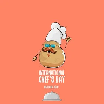 International chef day vector greeting card. vector funny cartoon tiny brown Illustrazione stock