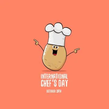 International chef day vector greeting card. vector funny cartoon tiny brown イラスト素材