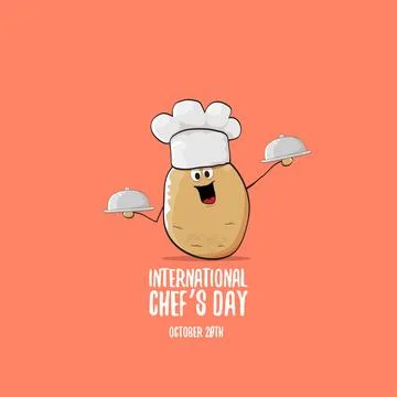 International chef day vector greeting card. vector funny cartoon tiny brown 库存插图