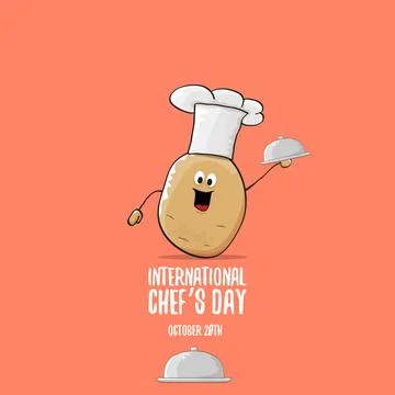 International chef day vector greeting card. vector funny cartoon tiny brown イラスト素材