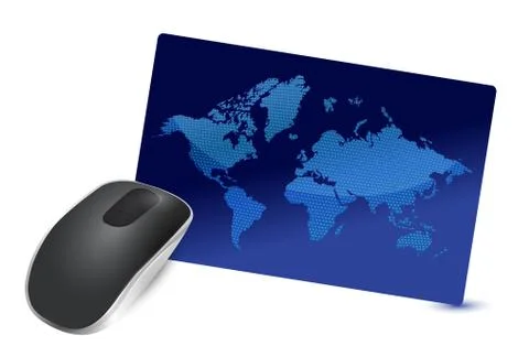 International connection wireless computer mouse isolated on white background Illustrazione stock