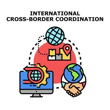 International cross border coordination concept illustration Stock Illustration