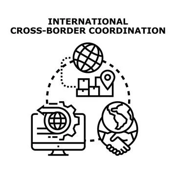 International cross border coordination concept illustration Stock Illustration