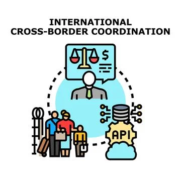 International cross border coordination concept for global processes Ilustração Stock