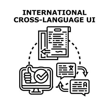International cross language ui development and translation Stock Illustration