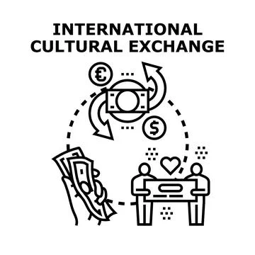 International cultural exchange program and global cooperation concept 库存插图