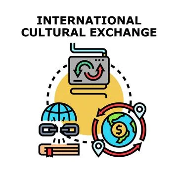 International cultural exchange program for global connectivity Stock Illustration