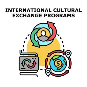 International cultural exchange program global education concept Illustrazione stock