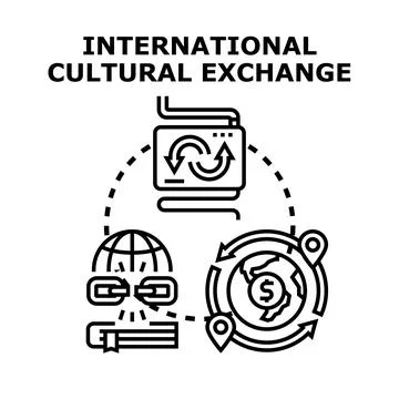 International cultural exchange program for global connectivity 库存插图
