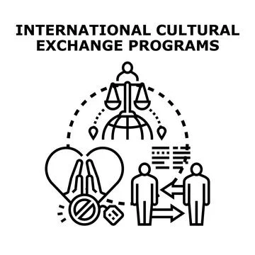 International cultural exchange programs concept illustration Stock Illustration