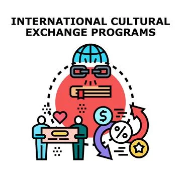 International cultural exchange programs concept vector Stock Illustration