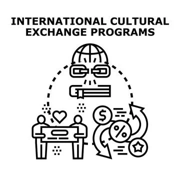 International cultural exchange programs concept vector Stock Illustration