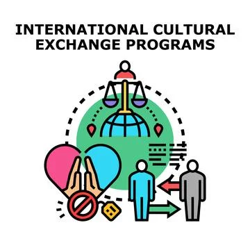 International cultural exchange programs concept illustration Stock Illustration