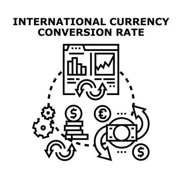 International currency conversion rate exchange concept Stock Illustration