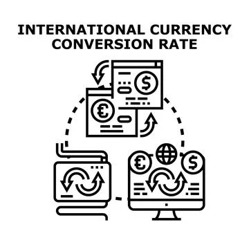 International currency conversion rate exchange concept Stock Illustration
