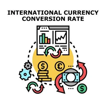 International currency conversion rate exchange concept Stock Illustration