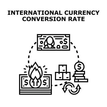 International currency conversion rate increasing financial value Stock Illustration