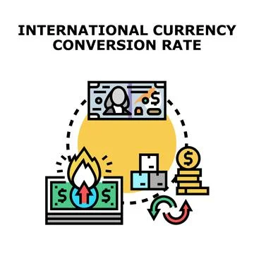 International currency conversion rate increasing financial value Stock Illustration