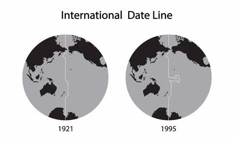 International Date Line map, line of demarcation Stock Illustration