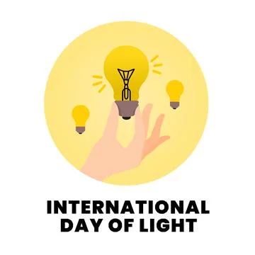 International Day Of Light with Hand Vector Illustration 库存插图