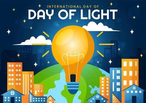 International Day of Light Vector Illustration on May 16 to the Importance .. Stock Illustration