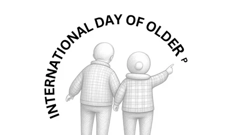 International Day of Older Persons text animation video on white background Stock Footage 344250618
