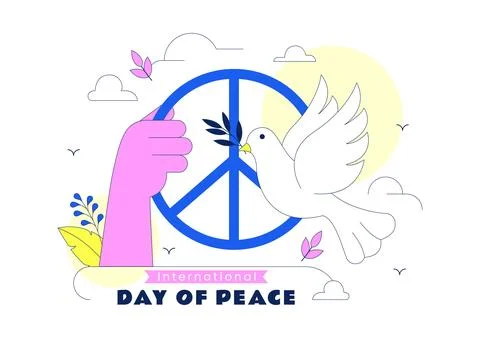 International Day of Peace Vector Illustration Featuring Peace Dove, Global.. Stock Illustration
